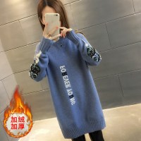 迪鲁奥(DILUAO)孕妇秋冬装加绒新款孕妇装秋冬季韩版时尚圆领套头裙中长款宽松内搭孕期孕妈百搭上