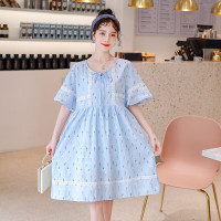 迪鲁奥(DILUAO)孕妇裙子夏天2021时尚新款短袖小清新大码孕妈妈长裙孕妇夏装连衣裙