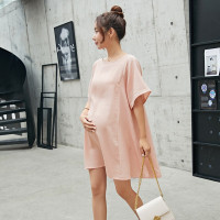 迪鲁奥(DILUAO)孕妇裙子性感露背夏装A字裙2021时尚款孕妈妈韩版潮装宽松连衣裙 粉色