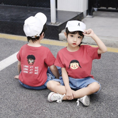 迪鲁奥(DILUAO)兄妹装童装男童2021新款洋气套装夏装姐弟T恤半袖儿童短袖潮时髦