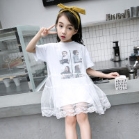 迪鲁奥(DILUAO)女童夏装2021新款连衣裙儿童网纱T恤裙6-12小女孩7洋气5短袖9纱裙