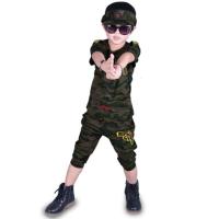 迪鲁奥（DILUAO)夏季儿童夏令营迷彩服套装短袖男女童学生军训服小孩户外T恤 上衣裤子帽子