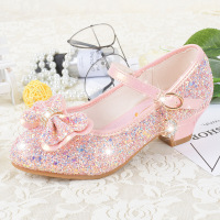 迪鲁奥(DILUAO)女童高跟鞋小公主皮鞋韩版小女孩单鞋冰雪奇缘鞋中大童水晶儿童鞋