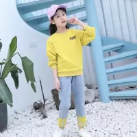 迪鲁奥(DILUAO)童装女童套装春装2021新款儿童卫衣长袖T恤+牛仔裤两件套3-15岁小女孩小学生休闲运动衣服潮