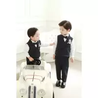 迪鲁奥(DILUAO)燕尾服儿童西装套装男童小西服套装三件套周岁生日礼服花童燕尾马甲