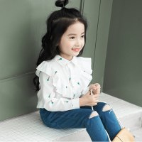 迪鲁奥(DILUAO)女童霸气服装衬衫女童衬衫2021新款秋装洋气儿童春秋长袖衬衣白色韩版上衣