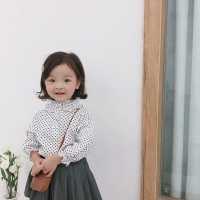 迪鲁奥(DILUAO)女童霸气服装衬衫女童秋装花边小波点衬衫2021新款长袖儿童上衣衬衣娃娃衫