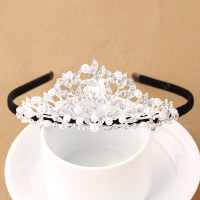 迪鲁奥(DILUAO)儿童皇冠头饰女箍韩版小女孩公主珍珠镶钻头箍女童加绒防滑夹