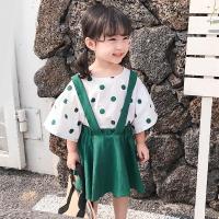 迪鲁奥（DILUAO)儿童套装2021夏季新款童装宝宝纯棉T恤女童波点上衣背带裙两件套