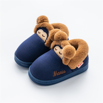 迪鲁奥(DILUAO)冬季儿童保暖拖鞋鞋包跟可爱防滑居家用加绒毛毛小孩童童宝宝棉鞋