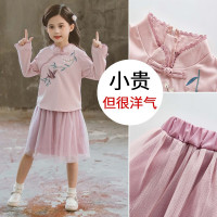 迪鲁奥(DILUAO)女童套装儿童汉服古装裙子宝宝小孩衣服2021秋款中国民族风汉服唐装裙子两件套