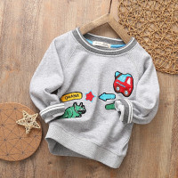 迪鲁奥(DILUAO)男童卫衣纯棉2021春季新款童装儿童圆领T恤中大童休闲上衣套头衫 灰色