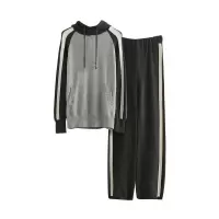迪鲁奥(DILUAO)孕妇套装春秋季时尚休闲运动衣服宽松长裤子两件套装秋装上衣 灰色(两件套) 均码