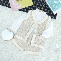 迪鲁奥(DILUAO)红女童套装秋款2021新款洋气宝宝小香风马甲两件套儿童时髦秋装