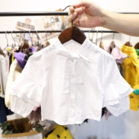 迪鲁奥(DILUAO)1-3岁女宝宝衬衫女童秋装新款韩版立领泡泡袖衬衣女婴儿上衣2 白色