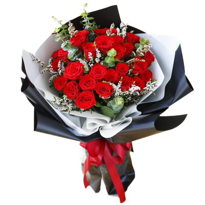 [一语花香][鲜花21枝红玫瑰]全国同城鲜花店配送[生日节日鲜花]韩式花束3002款