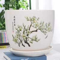 陶瓷花盆特大号家用多肉室内简约清仓绿萝客厅吊兰塑料带托盘特价