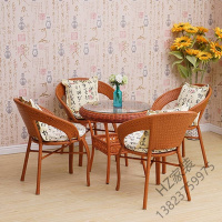 苏宁优选 阳台小茶几藤椅三件套简约休闲座椅户外庭院桌椅腾椅圆桌椅子组合欧因