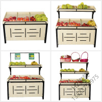 苏宁优选 2019新款家具木质钢木水果货架水果店货架展示架多功能水果架子双层超市水果架欧因