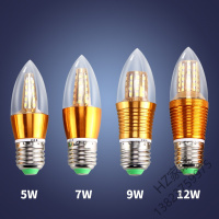 工厂直供 led蜡烛灯泡e14小螺口e27节能球泡5W7w9w12w尖泡拉尾水晶吊灯光源唐晶
