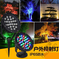 苏宁优选 LED投光灯户外防水投射灯照树灯射树插地草坪射灯七彩景观庭院灯T唐晶