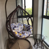 苏宁优选 吊篮藤椅鸟巢吊椅阳台秋千 粗藤脚踏吊椅室内外摇篮秋千挂椅吊床阳台椅懒人椅仿藤欧因