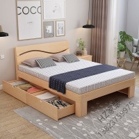 苏宁严选 松木床1.5米 特价 现代简约1.5米主卧松木床经济型1.2米出租房床欧因