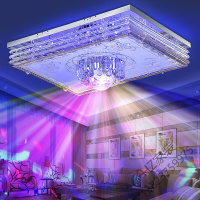 苏宁严选 大灯水晶灯长方形简约现代七彩音响卧室灯带蓝牙音乐吸顶灯客厅灯唐晶