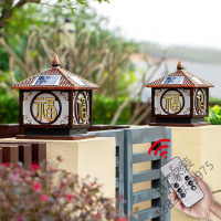 苏宁严选 太阳能灯户外柱头灯防水柱灯大灯别墅家用围墙灯庭院灯柱子灯唐晶