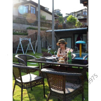苏宁严选 家具好货户外阳台桌椅藤椅三件套室外别墅庭院藤编露台简约休闲小茶几组合春朝新款欧因