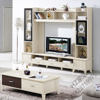 苏宁严选 北欧电视柜背景墙 客厅整体组合影视柜墙柜 新中式实木脚隔断酒柜欧因