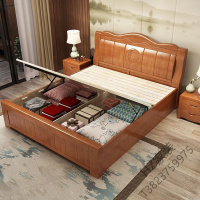 苏宁严选 中式实木床双人床1.8米1.5特价现代简约经济型工厂直销廉价床欧因