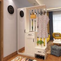 苏宁严选 简约北欧入户厅双面隔断鞋柜玄关衣帽镜换鞋凳客餐厅多用储物柜欧因