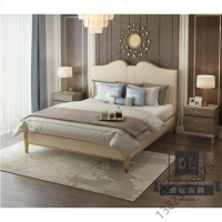 苏宁严选 美式轻奢实木床双人1.8米别墅1.5米软床设计师床白蜡木橡木布艺床欧因