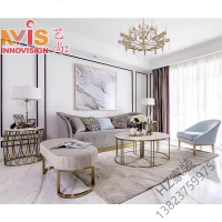 苏宁严选 港式简约客厅别墅酒店样板房家具后现代美式轻奢沙发组合全屋定制欧因