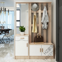 苏宁严选 鞋柜衣帽柜组合厅柜挂衣架一体带镜子进穿鞋架客厅玄关隔断柜欧因
