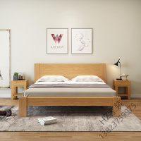 苏宁严选 北欧实木床双人床1.8米床实木1.5米现代简约1.2m单人床主卧家用床欧因