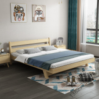 苏宁严选 实木床 双人床 特价 1.5米1.8米经济型出租房简易床1.2m单人床欧因