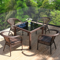 苏宁严选 户外桌椅庭院藤椅三件套阳台小茶几茶桌休闲组合简约腾滕椅子室外欧因