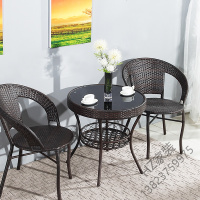 苏宁严选 藤椅三件套阳台小桌椅茶几藤椅子靠背椅简约庭院休闲户外桌椅组合欧因