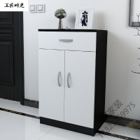 2020新款简约现代挂衣架厅衣帽柜翻斗多功能鞋架对开玄关鞋柜边柜黑橡色配天使白带镜组合组装厅/玄关柜欧因