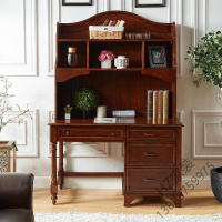 2020新款 美式书桌电脑桌家用写字台书柜学生书房家具套装带书架欧因