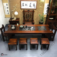 2020新款 老船木茶桌椅组合 中式实木家具功夫茶几泡茶桌 阳台小户型茶艺桌欧因