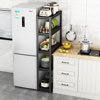 2020新款 家用厨房置物架五层落地式收纳架储物架多层碗柜货架黑色5层架子欧因