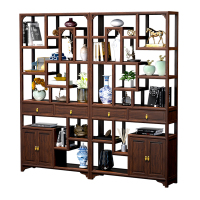 2020新款 新中式两两斗博古架实木多宝阁仿古家具古董架书架展示柜置物架欧因