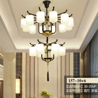 2020新款 别墅复试新中式吊灯中空挑高客厅楼梯酒楼大厅包厢三层18头向下唐晶