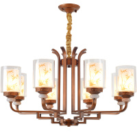 2020新款 新中式吊灯客厅餐厅吃饭厅书房玉石玻璃直径1米古铜色8/10头灯具唐晶