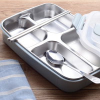 304不锈钢保温饭盒 北欧简约学生午餐盒便当盒分格餐盘 餐具套装