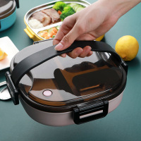 304不锈钢饭盒学生分格便当盒微波炉饭盒方形便携带提手餐盒套装