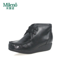 Mileno/米莲诺软牛皮坡跟高帮女鞋健康舒适妈妈鞋保暖鞋114703